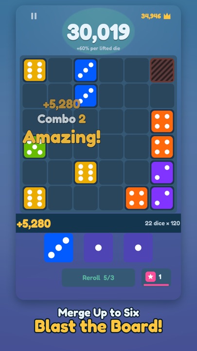 Three sixes blasting off the board